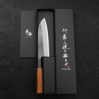 Santoku Blue Steel #2 Kurouchi Buffalo Teak Handle 165mm (6.5”)-[Musashi]-[Japanese-Kitchen-Knives]