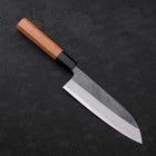 Santoku Blue Steel #2 Kurouchi Buffalo Teak Handle 165mm (6.5”)-[Musashi]-[Japanese-Kitchen-Knives]