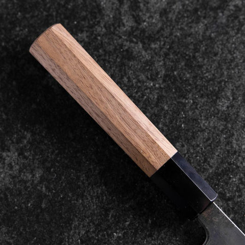 Santoku Blue Steel #2 Kurouchi Buffalo Walnut Handle 165mm (6.5”)-[Musashi]-[Japanese-Kitchen-Knives]