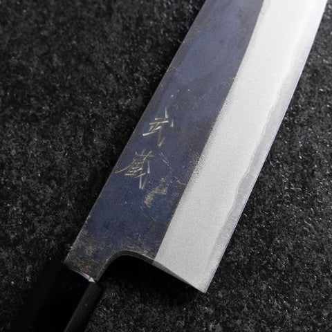Santoku Blue Steel #2 Kurouchi Buffalo Walnut Handle 165mm-[Musashi]-[Japanese-Kitchen-Knives]