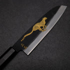 Santoku Blue Steel #2 Kurouchi Chokin Cheetah Buffalo Ebony Handle 165mm (6.5”)-[Musashi]-[Japanese-Kitchen-Knives]