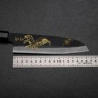 Santoku Blue Steel #2 Kurouchi Chokin Eagle Pine Buffalo Ebony Handle 165mm (6.5”)-[Musashi]-[Japanese-Kitchen-Knives]