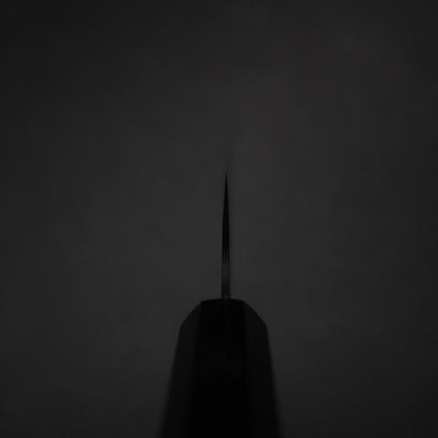 Santoku Blue Steel #2 Kurouchi Chokin Eagle Pine Buffalo Ebony Handle 165mm-[Musashi]-[Japanese-Kitchen-Knives]