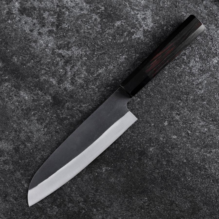 Santoku Blue Steel #2 Kurouchi Chokin Great Buddha Buffalo Ebony