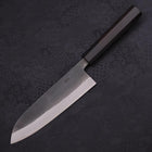 Santoku Blue Steel #2 Kurouchi Chokin Nami-Fuji Buffalo Ebony Handle 170mm (6.7”)-[Musashi]-[Japanese-Kitchen-Knives]