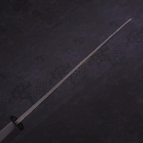 Santoku Blue Steel #2 Kurouchi Chokin Nami-Fuji Buffalo Ebony Handle 170mm (6.7”)-[Musashi]-[Japanese-Kitchen-Knives]