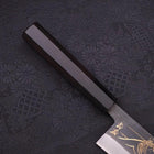 Santoku Blue Steel #2 Kurouchi Chokin Nami-Fuji Buffalo Ebony Handle 170mm (6.7”)-[Musashi]-[Japanese-Kitchen-Knives]