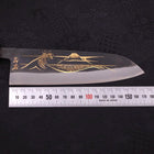 Santoku Blue Steel #2 Kurouchi Chokin Nami-Fuji Buffalo Ebony Handle 170mm (6.7”)-[Musashi]-[Japanese-Kitchen-Knives]