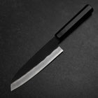 Santoku Blue Steel #2 Kurouchi Chokin Pagoda Sakura Buffalo Ebony Handle 165mm (6.5”)-[Musashi]-[Japanese-Kitchen-Knives]