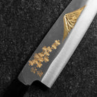 Santoku Blue Steel #2 Kurouchi Chokin Sakura-Fuji Buffalo Ebony Handle 165mm-[Musashi]-[Japanese-Kitchen-Knives]
