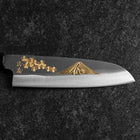 Santoku Blue Steel #2 Kurouchi Chokin Sakura-Fuji Buffalo Ebony Handle 165mm-[Musashi]-[Japanese-Kitchen-Knives]