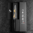 Santoku Blue Steel #2 Kurouchi Chokin Sakura-Fuji Buffalo Ebony Handle 165mm-[Musashi]-[Japanese-Kitchen-Knives]