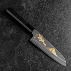 Santoku Blue Steel #2 Kurouchi Chokin Sakura-Fuji Buffalo Ebony Handle 165mm-[Musashi]-[Japanese-Kitchen-Knives]