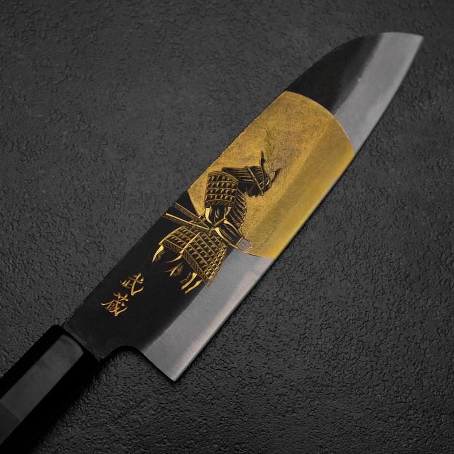Santoku Blue Steel #2 Kurouchi Chokin Samurai Full Moon Buffalo