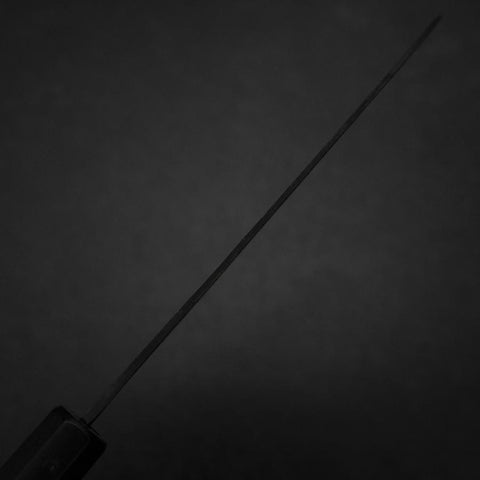 Santoku Blue Steel #2 Kurouchi Chokin Samurai New Moon Buffalo Ebony Handle 165mm (6.5”)-[Musashi]-[Japanese-Kitchen-Knives]