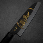 Santoku Blue Steel #2 Kurouchi Chokin Samurai New Moon Buffalo Ebony Handle 165mm-[Musashi]-[Japanese-Kitchen-Knives]