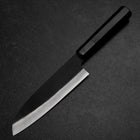 Santoku Blue Steel #2 Kurouchi Chokin Tiger-Bamboo Buffalo Ebony Handle 165mm (6.5”)-[Musashi]-[Japanese-Kitchen-Knives]