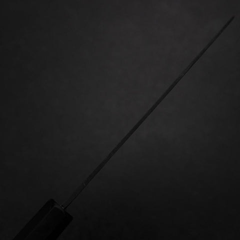 Santoku Blue Steel #2 Kurouchi Chokin Tiger-Bamboo Buffalo Ebony Handle 165mm (6.5”)-[Musashi]-[Japanese-Kitchen-Knives]
