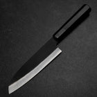 Santoku Blue Steel #2 Kurouchi Chokin Tiger-Bamboo Buffalo Ebony Handle 165mm-[Musashi]-[Japanese-Kitchen-Knives]