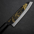 Santoku Blue Steel #2 Kurouchi Chokin Tiger-Bamboo Buffalo Ebony Handle 165mm-[Musashi]-[Japanese-Kitchen-Knives]