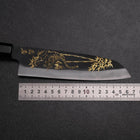 Santoku Blue Steel #2 Kurouchi Chokin Tiger-Bamboo Buffalo Ebony Handle 165mm-[Musashi]-[Japanese-Kitchen-Knives]