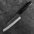 Santoku Blue Steel #2 Kurouchi Chokin Tokyo Tower & Maple Leaves Buffalo Ebony Handle 165mm (6.5")Santoku Blue Steel #2 Kurouchi Chokin Tokyo Tower & Maple Leaves Buffalo Ebony Handle 165mm (6.5")-[Musashi]-[Japanese-Kitchen-Knives]