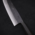 Santoku Blue Steel #2 Kurouchi Damascus Buffalo Ebony Handle 165mm (6.5”)-[Musashi]-[Japanese-Kitchen-Knives]