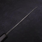 Santoku Blue Steel #2 Kurouchi Damascus Buffalo Ebony Handle 165mm (6.5”)-[Musashi]-[Japanese-Kitchen-Knives]