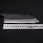 Santoku Blue Steel #2 Kurouchi Damascus Buffalo Ebony Handle 165mm (6.5”)-[Musashi]-[Japanese-Kitchen-Knives]