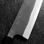 Santoku Blue Steel #2 Kurouchi Damascus Buffalo Magnolia Handle 170mm-[Musashi]-[Japanese-Kitchen-Knives]