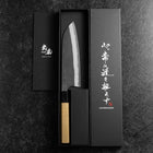 Santoku Blue Steel #2 Kurouchi Damascus Buffalo Magnolia Handle 170mm-[Musashi]-[Japanese-Kitchen-Knives]