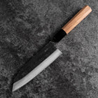 Santoku Blue Steel #2 Kurouchi Damascus Buffalo Walnut Handle 165mm-[Musashi]-[Japanese-Kitchen-Knives]