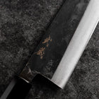 Santoku Blue Steel #2 Kurouchi Damascus Buffalo Walnut Handle 165mm-[Musashi]-[Japanese-Kitchen-Knives]