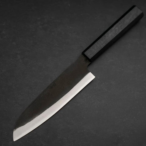Santoku Blue Steel #2 Kurouchi Dark Blue Urushi Handle 165mm (6.5”)-[Musashi]-[Japanese-Kitchen-Knives]