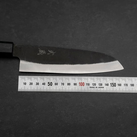 Santoku Blue Steel #2 Kurouchi Dark Blue Urushi Handle 165mm (6.5”)-[Musashi]-[Japanese-Kitchen-Knives]