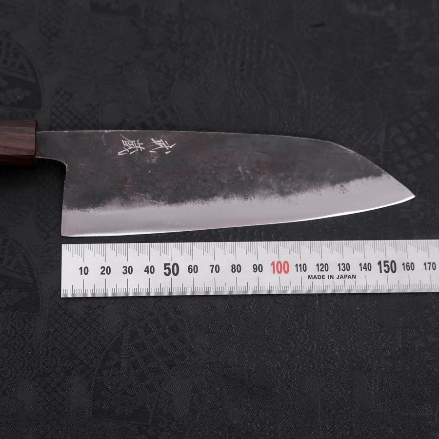 Santoku Blue Steel #2 Kurouchi Ebony Handle 165mm-[Musashi]-[Japanese-Kitchen-Knives]