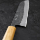 Santoku Blue Steel #2 Kurouchi Oak Handle 165mm (6.5”)-[Musashi]-[Japanese-Kitchen-Knives]