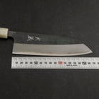 Santoku Blue Steel #2 Kurouchi Ocean Black White Gold Handle 165mm (6.5”)-[Musashi]-[Japanese-Kitchen-Knives]