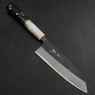 Santoku Blue Steel #2 Kurouchi Ocean Black White Gold Handle 165mm (6.5”)-[Musashi]-[Japanese-Kitchen-Knives]