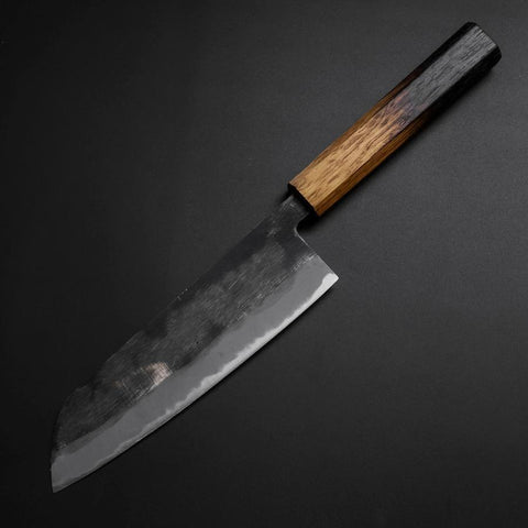 Santoku Blue Steel #2 Kurouchi Yaki-Urushi Handle 165mm-[Musashi]-[Japanese-Kitchen-Knives]