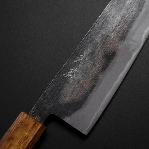 Santoku Blue Steel #2 Kurouchi Yaki-Urushi Handle 165mm-[Musashi]-[Japanese-Kitchen-Knives]