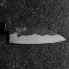 Santoku Blue Steel #2 Kurouchi Zelkova Round Handle 150mm-[Musashi]-[Japanese-Kitchen-Knives]