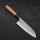 Santoku Blue Steel #2 Nashiji Stainless Clad Buffalo Teak Handle 165mm (6.5”)-[Musashi]-[Japanese-Kitchen-Knives]