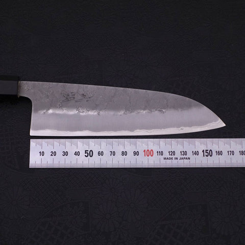 Santoku Blue Steel #2 Nashiji Stainless Clad Ebony Handle 165mm (6.5”)-[Musashi]-[Japanese-Kitchen-Knives]