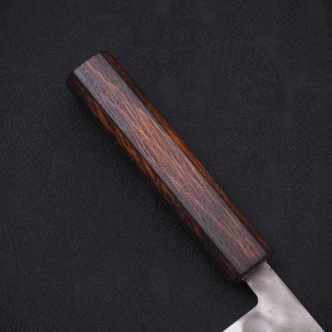 Santoku Blue Steel #2 Nashiji Stainless Clad Sumi Urushi Handle 165mm (6.5”)-[Musashi]-[Japanese-Kitchen-Knives]