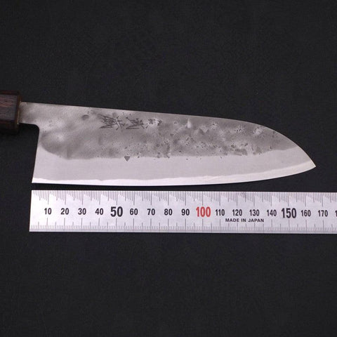 Santoku Blue Steel #2 Nashiji Stainless Clad Sumi Urushi Handle 165mm (6.5”)-[Musashi]-[Japanese-Kitchen-Knives]