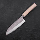 Santoku Blue Steel #2 Nashiji Stainless Clad White Urushi Handle 165mm (6.5”)-[Musashi]-[Japanese-Kitchen-Knives]