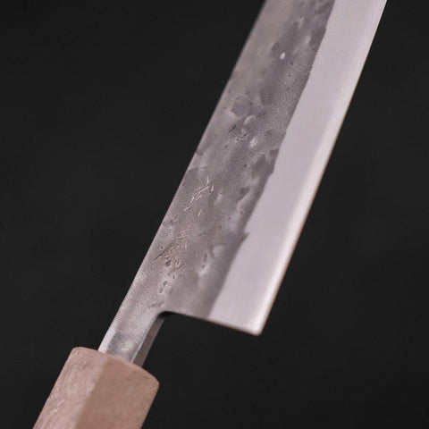 Santoku Blue Steel #2 Nashiji Stainless Clad White Urushi Handle 165mm (6.5”)-[Musashi]-[Japanese-Kitchen-Knives]