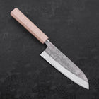 Santoku Blue Steel #2 Nashiji Stainless Clad White Urushi Handle 165mm (6.5”)-[Musashi]-[Japanese-Kitchen-Knives]