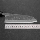 Santoku Blue Steel #2 Nashiji Stainless Yew Handle 165mm (6.5”)-[Musashi]-[Japanese-Kitchen-Knives]